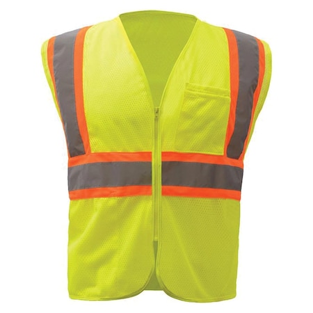 Gss Safety Two-Tone Safety Vest XL Class 2 , Zipper 1005